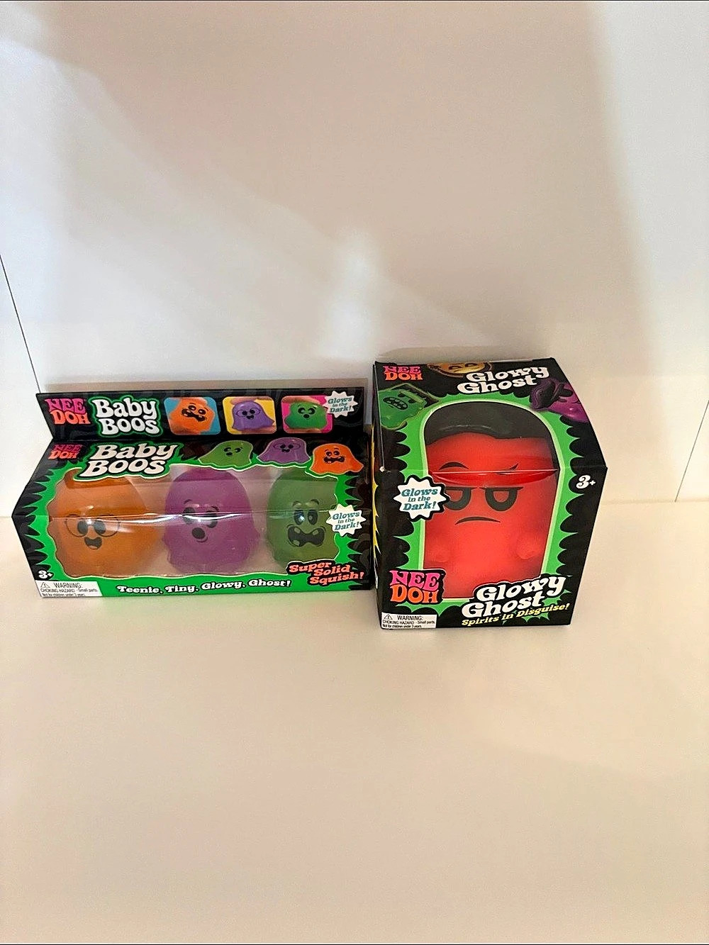 Needoh baby boos 3 pack & Glowy Ghost. Authentic sealed. Ships fast.